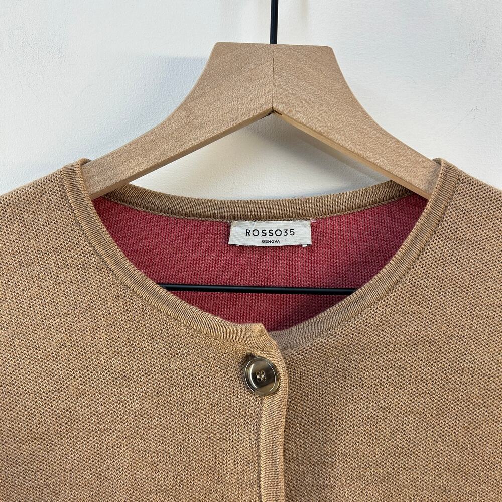 Rosso35 Merino Wool Sweater Jacket Coat Camal Tan Button Front 42 US 6 Italy - Picture 6 of 10